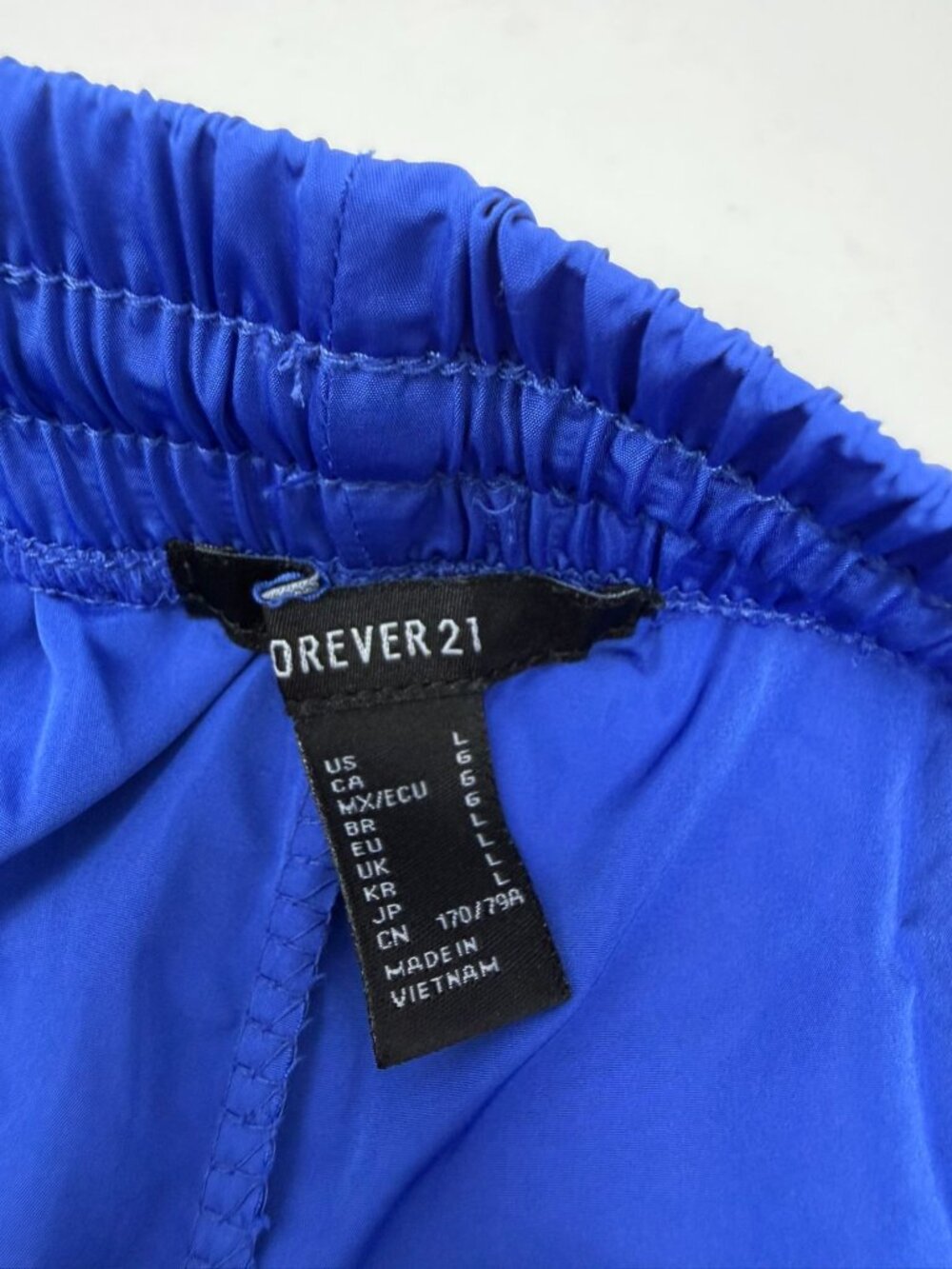 Forever 21 Cobalt Blue Nylon Joggers Size Large Elastic Drawstring Waist B41 - Picture 4 of 7